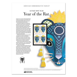 Año Nuevo Lunar: Hoja de Estampillas Conmemorativas Estadounidenses Year of the Rat