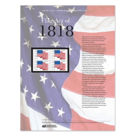 Hoja de Estampillas Conmemorativas Estadounidenses Flag Act of 1818