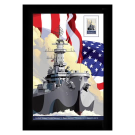 Estampilla Enmarcada con Ilustración de USS Missouri