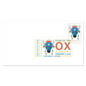 Año Nuevo Lunar: Imagen del Matasellos de Color Digital de Year of the Ox