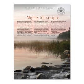 Hoja de Estampillas Conmemorativas Estadounidenses de Mighty Mississippi