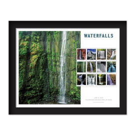 Estampillas Enmarcadas Waterfalls, Waimoku Falls, Hawaii