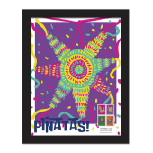 ¡Piñatas! Imagen de Estampillas Enmarcadas de Estrella de 7 Puntas con Fondo Morado