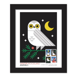 Estampillas Enmarcadas Winter Woodland Animals - Owl