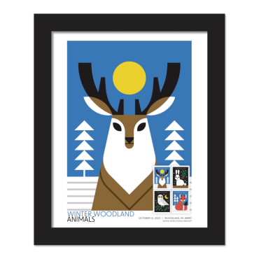 Estampillas Enmarcadas Winter Woodland Animals - Deer