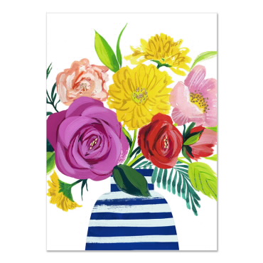 Tarjetas en Blanco Floral Stripe Vase