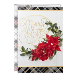 Poinsettia Hoop Wreath Greeting Cards