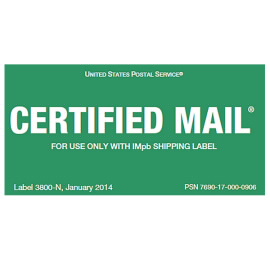 Etiqueta de Certified Mail - Formulario 3800N