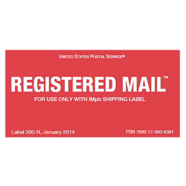 Etiqueta de Registered Mail - Etiqueta 200N